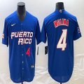 Puerto Rico Baseball #4 Yadier Molina blue 2023 World Baseball Classic Replica Player Jersey