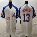 Nike Anaheim Angels #13 Ronald Acuna Jr. white blue majestic baseball city version 03