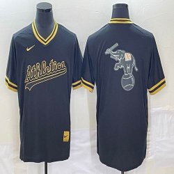 Nike Oakland Athletics blank black majestic baseball jersey big logo