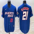 Puerto Rico Baseball #21 Roberto Clemente blue 2023 World Baseball Classic Replica Player Jersey 03