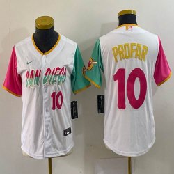 Women Nike San Diego Padres #10 Jurickson Profar white red green majestic baseball jersey