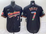 Nike Los Angeles Dodgers #7 Julio Urias black majestic baseball jersey Color font-BD