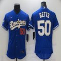 Custom Dodgers #50 Mookie Betts Nike blue Dodger World Series Champions Flexbase Authentic Collection Jersey