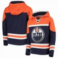 Custom Adidas Edmonton Oilers blue orange personality Ice Hockey Hooded Sweatshirt 01