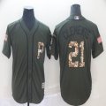 Pittsburgh Pirates #21 Roberto Clemente Green Salute to Service Stitched MLB Jersey