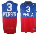 Philadelphia 76ers 3 Allen Iverson Soul Swingman Stitched Blue and Red Jersey