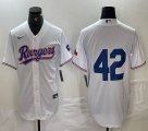 Nike Texas Rangers #42 white majestic baseball jerseys Champion patch-BD