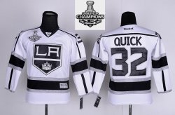 Los Angeles Kings 2012 Stanley Cup Champions #32 Jonathan Quick White Kid 3rd Jerseys