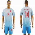 2016 Turkey team OZYAKUP #14 skyblue soccer jersey away