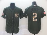 New York Yankees 2# Derek Jeter Green Salute to Service Stitched MLB Jersey