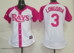 MLB Tampa Bay Rays 3 Longoria Womens Pink Splash Fashion Jersey