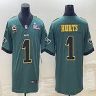 2023 NFL Super Bowl Nike Philadelphia Eagles #1 Jalen Hurts green Color Rush Limited Jersey 01