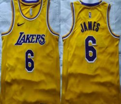 Nike Los Angeles Lakers #6 LeBron James yellow basketball jersey-XD