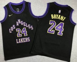 Youth Nike Los Angeless Lakers #24 Kobe Bryant black basketball Jerseys city version-XD