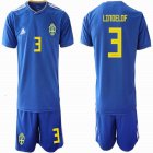 2018 World Cup Sweden #3 LINDELOF blue soccer jersey away