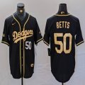 Dodgers #50 Mookie Betts black gold fashion majestic baseball Jersey-BD 03