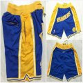 Golden State Warriors blue yellow nba shorts with pocket