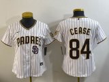 Women Nike San Diego Padres #84 Dylan Cease white majestic mlb Jerseys-BD