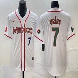 2023 World Cup Mexico #7 Julio Urias white majestic baseball jerseys 39