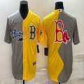 Nike Boston Red Sox blank gray yellow splits majestic MLB baseball jerseys-BD