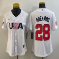 Women 2023 World Cup #28 Arenado white USA majestic baseball jerseys 06