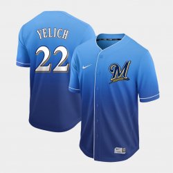 Nike Milwaukee Brewers #22 Christian Yelich blue drift baseball jerseys