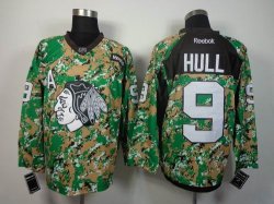 Reebok Chicago Blackhawks HULL #9 camo Green nhl Jersey