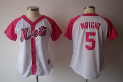 New York Mets WRIGHT 5# White women MLB Jerseys