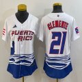 Youth Puerto Rico Baseball #21 Roberto Clemente White 2023 World Baseball Classic Replica Player Jersey 07