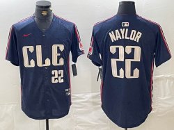 Nike Cleveland Indians #22 Josh Naylor blue majestic baseball jersey -BD 04