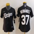 Women Nike Los Angeles Dodgers #37 Enrique Hernandez black majestic baseball jerseys