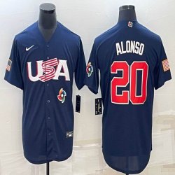 2023 World Cup #20 Pete Alonso blue USA majestic baseball jerseys 07