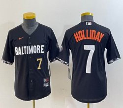 Youth Nike Baltimore Orioles #7 Holliday black majestic baseball jersey-BD 01