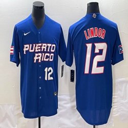 Puerto Rico Baseball Francisco Lindor White 2023 World Baseball Classic Replica Player Jersey 03