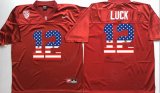 Stanford Cardinals #12 Andrew Luck red usa flag college football jersey