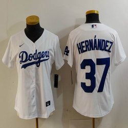 Women Nike Los Angeles Dodgers #37 Enrique Hernandez white majestic baseball jerseys