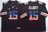 Ohio State Buckeyes Ezekiel Elliott 15 usa flag NCAA Football Jersey - Black