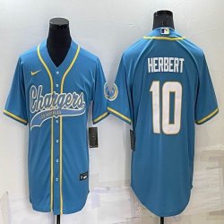 Nike Chargers #10 Justin Herbert skyblue baseball jerseys Joint name-BD