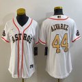 Youth Nike Houston Astros #44 Yordan Alvarez white baseball jerseys champion patch-BD