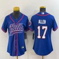 Youth Nike Buffalo Bills #17 Josh Allen blue baseball jerseys Joint name-BD