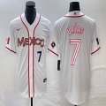 2023 World Cup Mexico #7 Julio Urias white majestic baseball jerseys 50