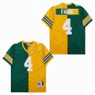 Green Bay Packers #4 Brett Favre yellow Green splits Throwback nfl jerseys