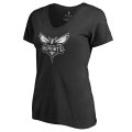 Women's Charlotte Hornets Fanatics Branded Black Marble Logo Plus Size V-Neck T-Shirt