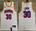 Nike Golden State Warriors #30 Stephen Curry white throwback nba basketball jersey-HL