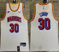 Nike Golden State Warriors #30 Stephen Curry white throwback nba basketball jersey-HL