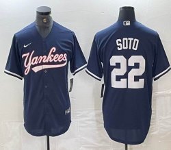 Nike New York Yankees #22 Juan Soto blue MLB baseball Jersey Joint name -BD