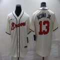 Nike Atlanta Braves #13 Ronald Acuna Jr. beige majestic baseball jersey