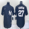 Nike New York Yankees #27 Stanton black throwback mlb jersey-BD