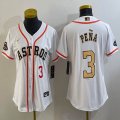 Youth Nike Houston Astros #3 Jeremy Pena white baseball jerseys champion patch-BD 02