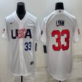 2023 World Cup #33 Lance Lynn white USA majestic baseball jerseys 01